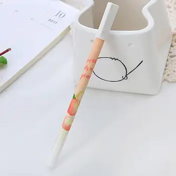 Стационарная Гелевая ручка с рисунком полезного персика из мультфильма 10шт., Школьные принадлежности, ручка с черными чернилами для детей