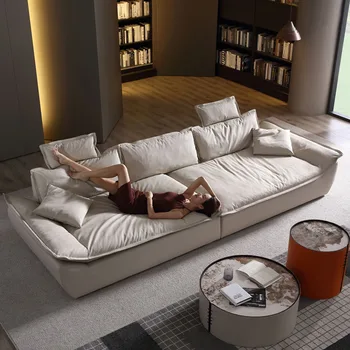 Итальянский современный роскошный диван из натуральной коровьей кожи в скандинавском стиле, простой двухместный диван с прямым рядом, диван из натуральной коровьей кожи