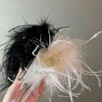 Tea Party Hair Claw Элегантные Женские Аксессуары Для Волос Из Искусственных Перьев для Коктейльного Свадебного Чаепития Hair Claw Headband