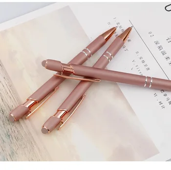 50шт высококачественной нажимной ручки из розового золота, металлических шариковых ручек, емкостных сенсорных канцелярских принадлежностей, школьных канцелярских принадлежностей