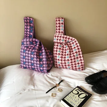 Женская сумка через плечо в клетку в клетку, дизайнерская крупноцветная клетчатая сумка крючком и портмоне, большая сумка-тоут, женские сумки для покупок.
