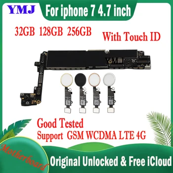 32 ГБ 128 ГБ 256 ГБ Для iphone 7 4,7-дюймовая Материнская плата С Touch ID / Без пластины Touch ID Оригинальная Разблокированная Материнская плата Для iphone 7