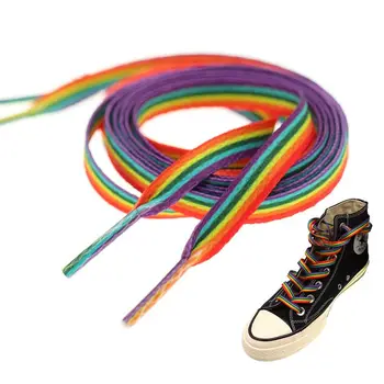 Новые плоские радужные шнурки для кроссовок, разноцветные шнурки для обуви, цветные градиентные шнурки для парусиновых шнурков для тенниса, женские мужские