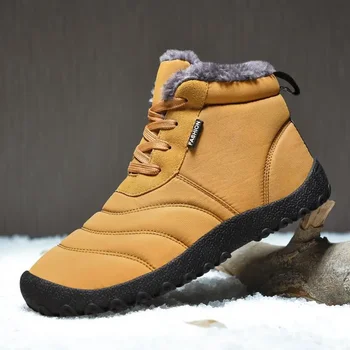 Мужские зимние ботинки, мужские зимние ботинки с флисовой подкладкой 2023 года, Новая теплая обувь для хлеба, мужские хлопчатобумажные ботинки для мальчиков, мужские