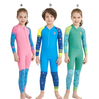 Детский гидрокостюм, детский гидрокостюм для плавания с длинным рукавом, защита от солнечных ожогов, одежда для плавания, цельные гидрокостюмы для летнего плавания, серфинга, дайвинга
