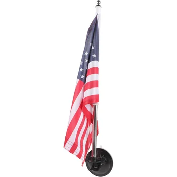 Кронштейн Основание Флагштока Для Парада Американских Автомобилей, Телескопическая Внешняя Присоска с Тканевыми Чашечками (большой Черный + Флаг)