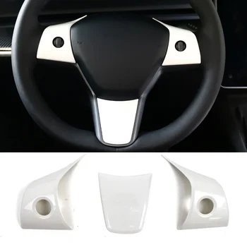 Для Tesla Model 3 Model Y Отделка Рулевого Колеса Автомобиля Автомобильные Наклейки Для Интерьера ABS Накладка Из Углеродного Волокна Аксессуары Для Украшения