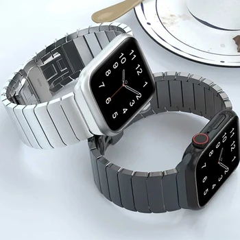Ремешок из нержавеющей Стали Для Apple Watch Band 7 8 9 4541 мм Браслет-Бабочка с Металлическим Звеном iWatch Ultra 2 49 мм SE 6 44 40 мм 42 38 мм