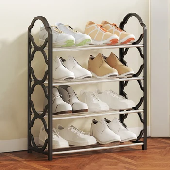 4-Слойный простой пылезащитный шкаф для хранения обуви, Многослойный отделочный стеллаж Подходит для общежития, чтобы сэкономить время и пространство
