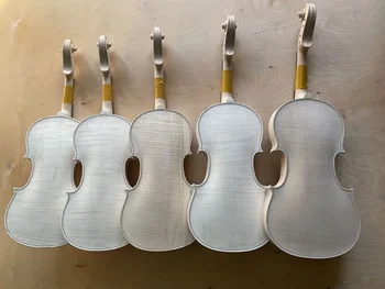 комплект скрипки в натуральную величину 1шт 4/4, незаконченный Комплект из белого пламени, Задняя часть из клена, гриф из ели, верх из черного дерева, высокое качество для Luthier DIY