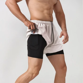 Мужские баскетбольные штаны свободного кроя для бега, Быстросохнущие спортивные шорты, двухслойные шорты для фитнеса
