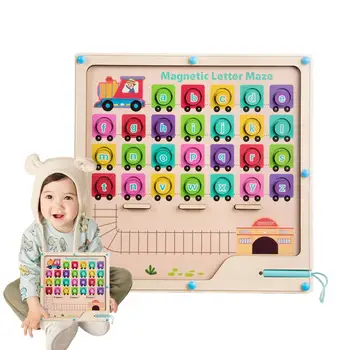 Магнитный алфавитный лабиринт, магнитный алфавитный цветной пазл, развивающие игрушки-лабиринты, доска-головоломка Montessori ABC для девочек и мальчиков