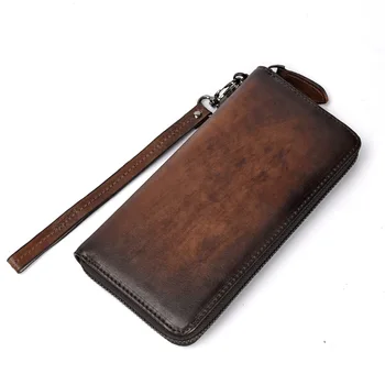 Винтажный мужской кошелек, деловой кожаный бумажник ручной работы с несколькими держателями для карт