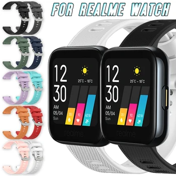 Для Realme Watch 20 мм силиконовый ремешок для умных часов, сменный спортивный браслет, многоцветные саржевые узоры, Аксессуары для браслетов