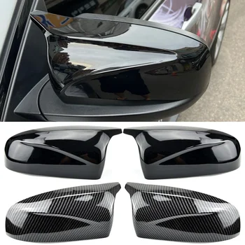 2шт Боковое Крыло Заднего Вида модифицированный стайлинг автомобиля Яркий черный Узор Из Углеродного Волокна Крышка Зеркала крышки для BMW X5 E70 X6 E71 2008-2013