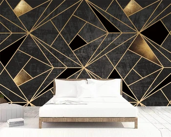 Пользовательские обои 3d черный креативный простой геометрический фон стена гостиная спальня отель фреска украшение ресторана обои
