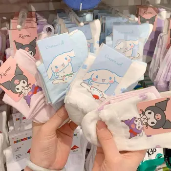 Кавайные милые носки Sanrio Kuromi Cinnamoroll в виде трубочек, Мультяшные милые хлопковые аниме-игрушки в корейской версии для девочек