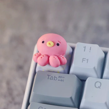 MiFuny Kawaii Pink Octopus Keycaps Оригинальность 3D Крышки Клавиатуры Из Смолы OEM Профиль Artisan Колпачки для Ключей для Механической Клавиатуры Подарки