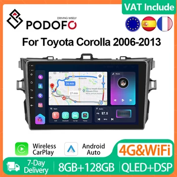 Podofo 4G CarPlay Android Радио Для Toyota Corolla 2006-2013 Автомобильный Мультимедийный Плеер Головное Устройство GPS Стерео IPS Авторадио Ai Voice