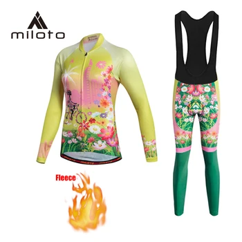 Miloto Женская Профессиональная велосипедная одежда Зимний комплект из джерси с длинным рукавом, термофлисовый облегающий костюм MTB, женская велосипедная куртка MTB Wear