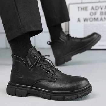 Мужские ботинки Chukka, водонепроницаемые кожаные повседневные оксфордские ботинки на шнуровке, повседневная мужская обувь