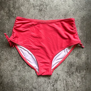 Женские сексуальные купальники Бикини с завязками, штаны для душа с высокой талией, Эластичные Летние пляжные шорты, купальники однотонного цвета