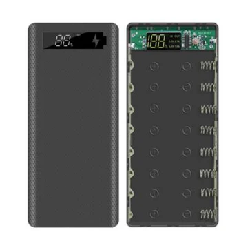 5V Dual USB 8X18650 Power Bank чехол с цифровым дисплеем, зарядное устройство для мобильного телефона, держатель батареи 18650-черный