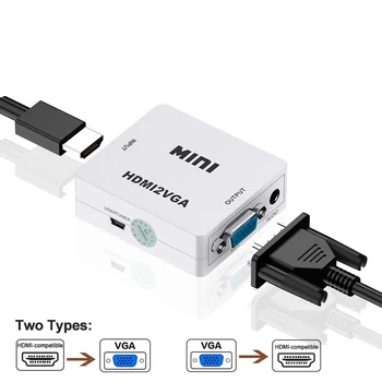 Мини-Конвертер HDMI-VGA с аудиовыходом 1080P Адаптер VGA-HDMI Видео Аудио Коробка для ТЕЛЕВИЗОРА Коробка для ПК Ноутбук Монитор Проектор