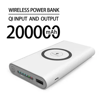 Бесплатная доставка 200000 мАч Беспроводной блок питания Двусторонняя быстрая зарядка Powerbank Портативное зарядное устройство Type-c Внешний аккумулятор для iPhone