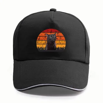 Бейсболка Black Cat Zoned Out Cat Meme, Винтажная Бейсболка С Изображением Таращащихся Кошек, Графические Кепки Для Мужчин, Повседневные Шляпы Унисекс