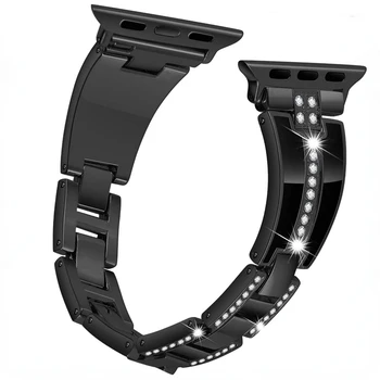 Ремешок из смолы для Apple Watch Band 44 мм 40 мм 45 мм 41 мм 42 мм 38 мм Металлический Браслет с Бриллиантами iWatch Series 7 6 5 4 3 2 SE 8 Ultra 49 мм