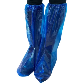10 Пар водонепроницаемых толстых пластиковых одноразовых чехлов для дождевой обуви с высоким берцем, противоскользящие для женщин и мужчин