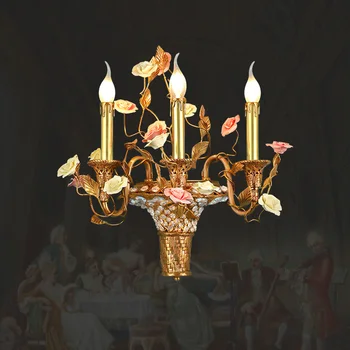 Высококлассный французский классический настенный светильник из меди, керамический дизайн-отель Вилла Холл Свадебный зал Фоновая настенная декоративная лампа