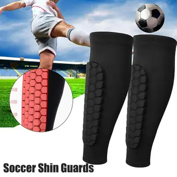 Футбольные щитки для голени, компрессионный рукав для икр, сотовые накладки, дышащие защитные носки для икр, защитное снаряжение для футбольной молодежи