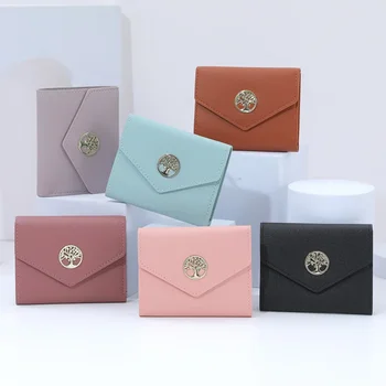 Новый кошелек для учениц младших классов средней школы, короткая модная корейская версия ручной сумки, однотонный кошелек в тон, креативный дизайн