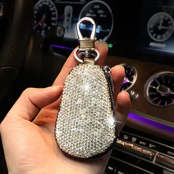 Универсальный автомобильный держатель для ключей с бриллиантами, футляр для хранения, роскошные хрустальные брелки, сумка для ключей, кошелек для BMW Lada Benz Keychain