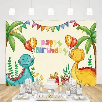 Фон на тему мультяшного динозавра, фон для фотосъемки для детей, мальчиков, принадлежности для вечеринки с Днем рождения, украшение баннера