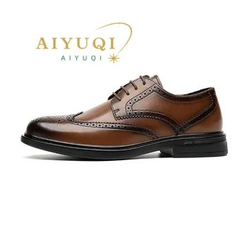 AIYUQI Brock/ Мужская обувь в британском стиле, новинка 2023 года, Сетчатая Дышащая Деловая мужская обувь, Летние мужские модельные туфли на шнуровке