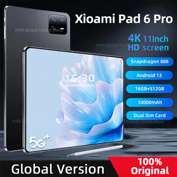 2023 Оригинальная глобальная версия Pad 6 Pro Mi Tablet PC Android 13-16 ГБ 512 ГБ Snapdragon 888 планшеты 5G с двумя SIM-картами WIFI HD 4K Mi