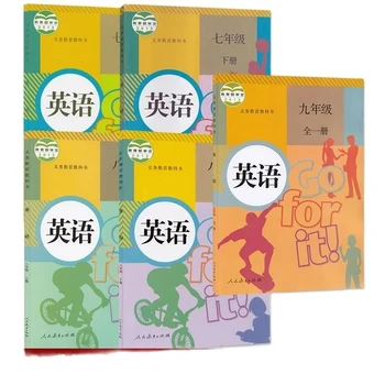 Полный комплект учебника английского языка для младших классов средней школы по китайскому языку из 5 книг (издание People's Education) Для 7-9 классов