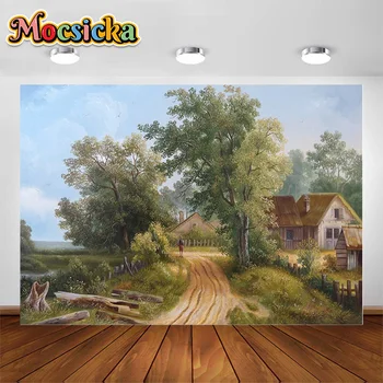 Mocsicka Фон для фотосъемки сельской природы Картина маслом Детские портретные фоны для взрослых Деревья Деревни Фотостудия