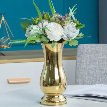 Современная мода Технология украшения настольной вазы из посеребренного золота ваза из нержавеющей стали металлический цветочный горшок CY52519
