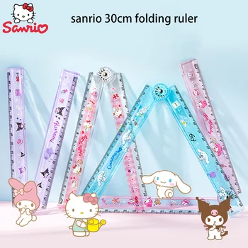 Kawaii Sanrio Линейка Kuromi Hello Kitty My Melody Студенческие Канцелярские Принадлежности 30 См В Сложенном Виде Прозрачные, Их Нелегко Сломать, Чтобы Повернуть Подарок Для Девочки