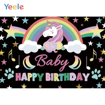 Yeele Unicorn Rainbow Индивидуальное украшение для вечеринки по случаю Дня рождения ребенка Фотографические фоны Для фотосъемки в фотостудии