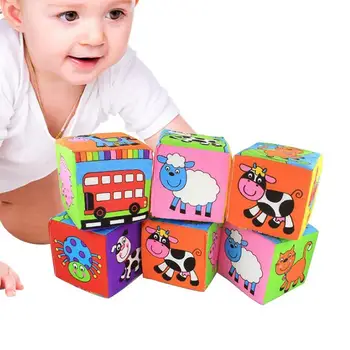 Мягкие блоки для обучения детей, обучающий куб, игрушки для путешествий и игры, Пенопластовая игрушка для дошкольного учреждения Монтессори, Мягкий реалистичный дизайн, яркий