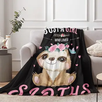 Просто девочка, которая любит ленивцев, одеяло для девочек, мягкое уютное черно-розовое пушистое фланелевое одеяло с ленивцем, подарок для детей,