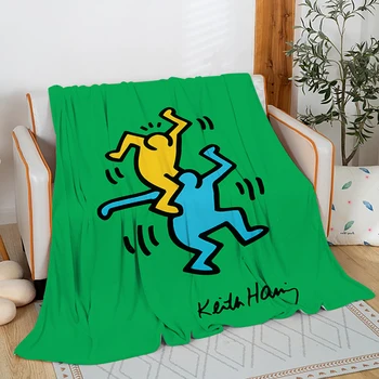 Пушистые мягкие одеяла на зиму, фланелевое одеяло K-Keith Harings, декоративное одеяло для дивана, постельное белье из микрофибры, одеяла для двуспальной кровати