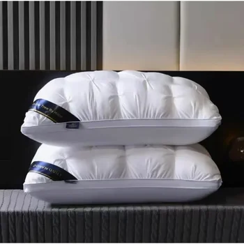 Чистая хлопковая 3D Европейская белая хлопковая подушка с прямоугольным сердечником, серая подушка для сна в спальне, поясничная подушка средней высоты для сна