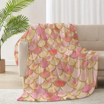 Одеяла с рисунком рыбьей чешуи русалки, одеяло для домашнего сна, походное одеяло для кемпинга на открытом воздухе, коврик для многофункциональных одеял, поддержка пользовательских