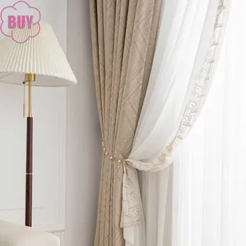Современные шторы для гостиной, столовой, спальни, легкие роскошные простые шторы из высококачественной ткани, прозрачные шторы с проушинами